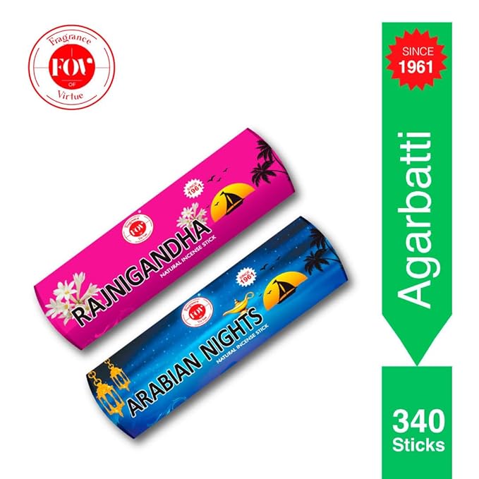 FOV Arabian Night & Rajnigandha Charcoal Free Incense Sticks