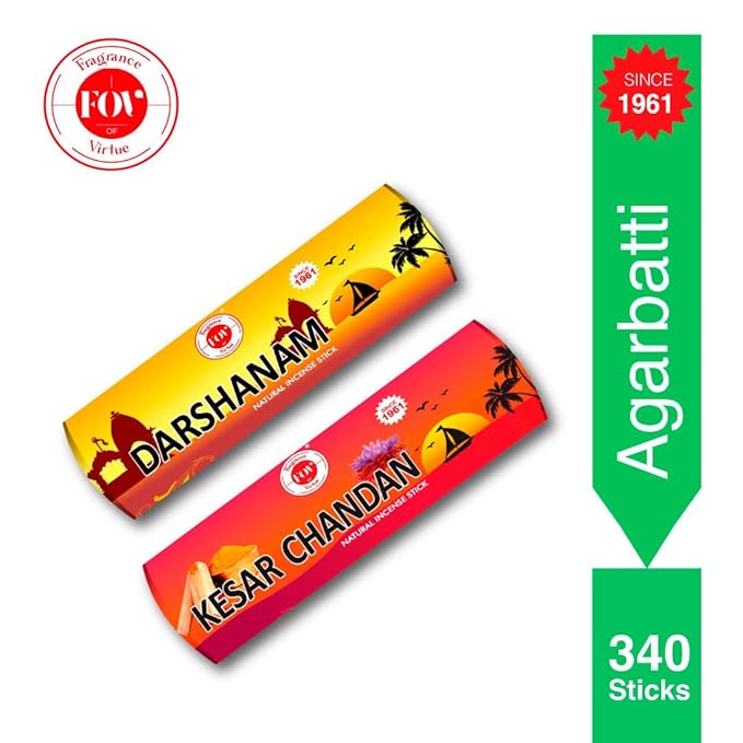 FOV Darshanam & Kesar-Chandan Charcoal Free Incense Sticks