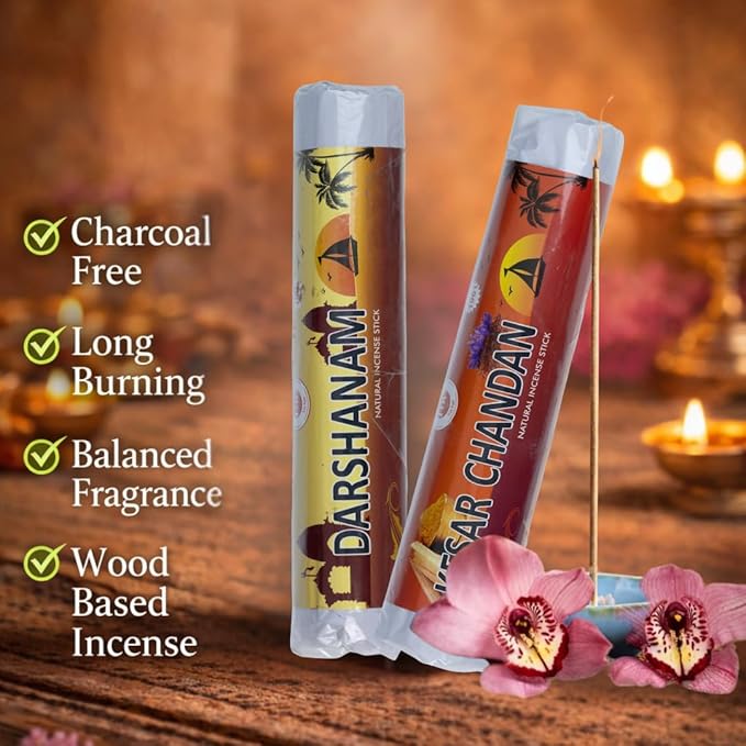 FOV Darshanam & Kesar-Chandan Charcoal Free Incense Sticks