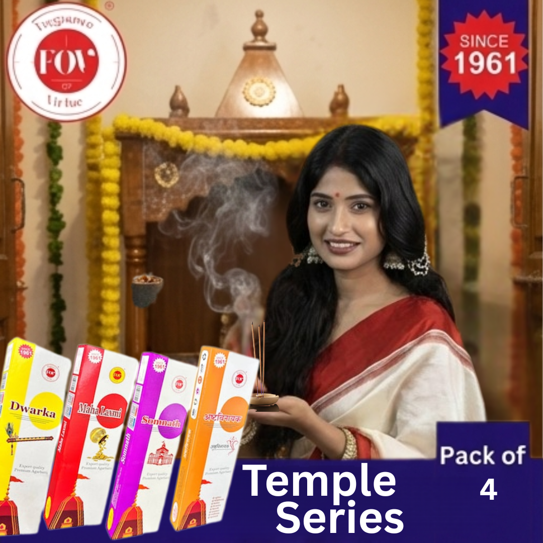 Premium 4 in 1 Incense Sticks | Temple Series - Dwarka, Somnath, Ashtavinayak, Mahalaxmi