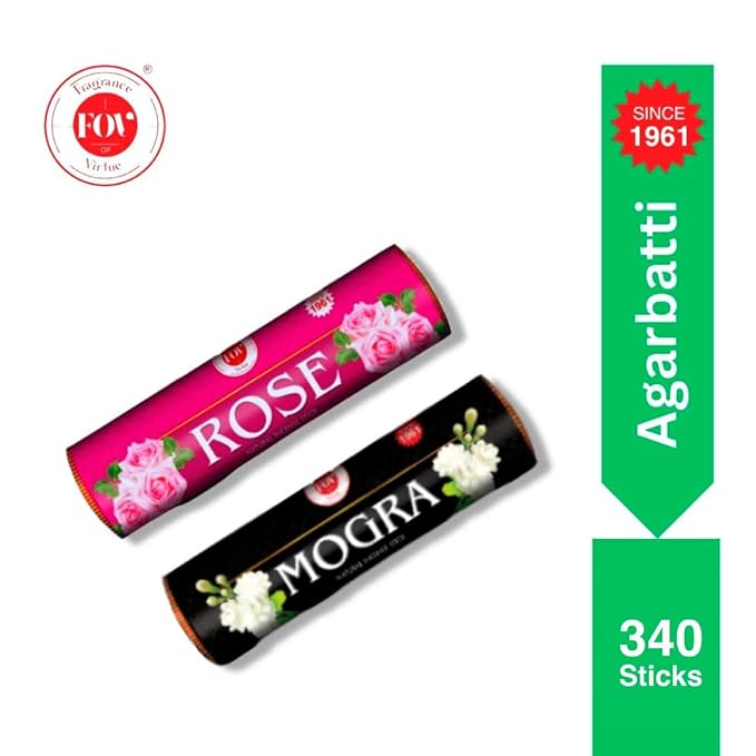 FOV Rose & Mogra Charcoal Free Incense Sticks
