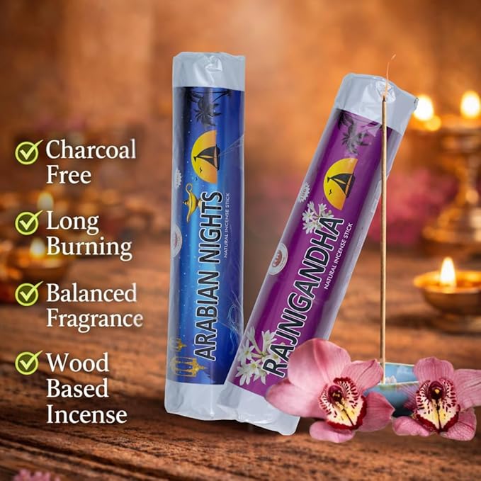 FOV Arabian Night & Rajnigandha Charcoal Free Incense Sticks