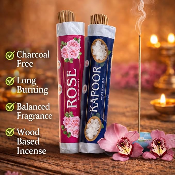 FOV Rose & Kapoor Charcoal Free Incense Sticks
