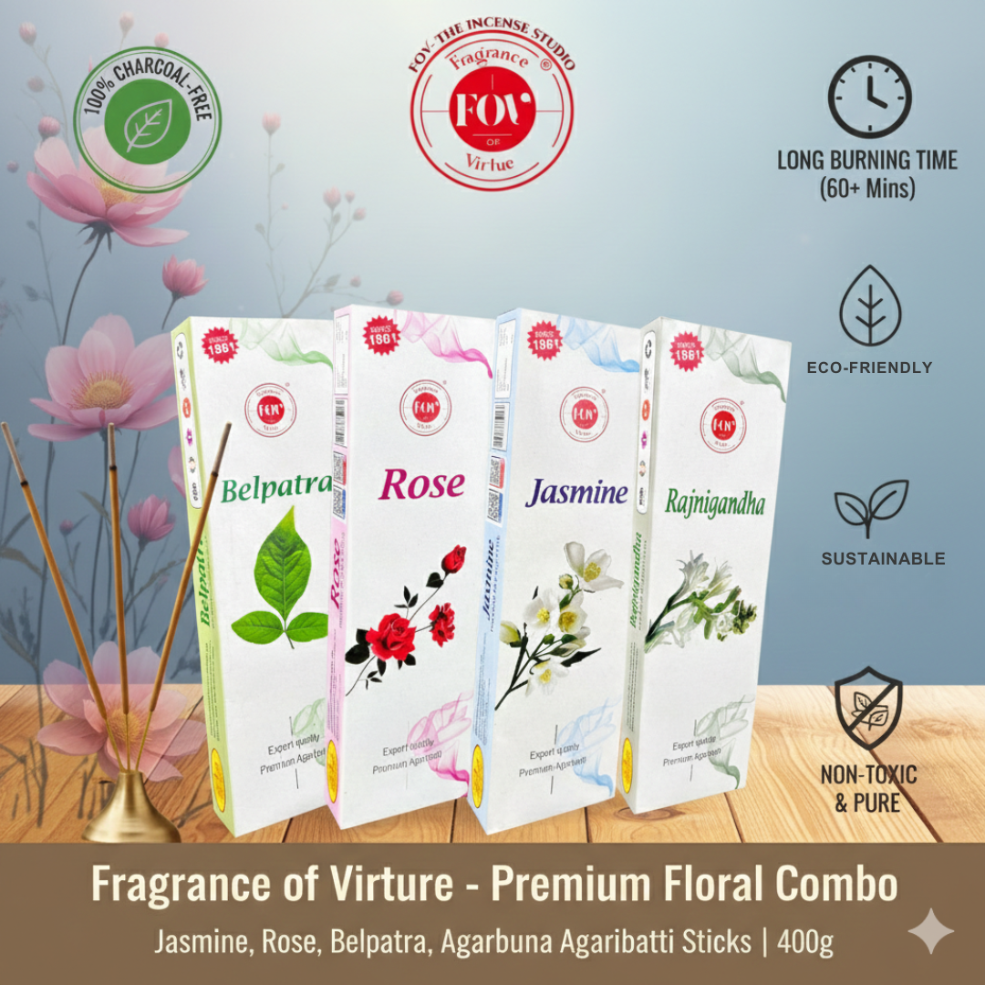 Premium 4 in 1 Incense Stick (Jasmine, Rose, belpara, rajnigandha)