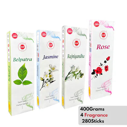 Premium 4 in 1 Incense (Jasmine,Rose,belpara,rajnigandha)