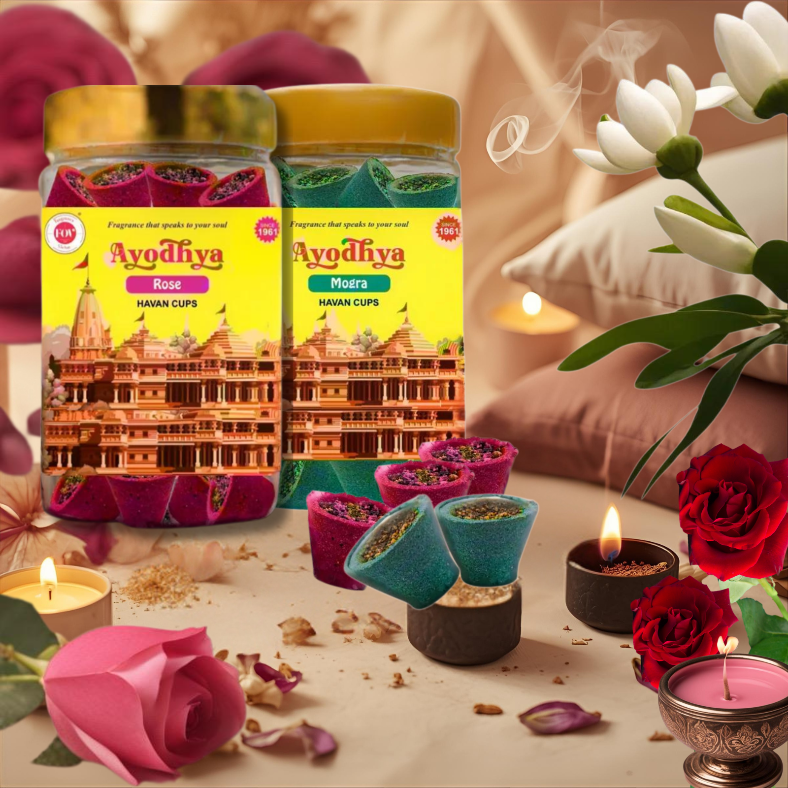 Aromatherapy | Mogra and Rose | Havan Cup