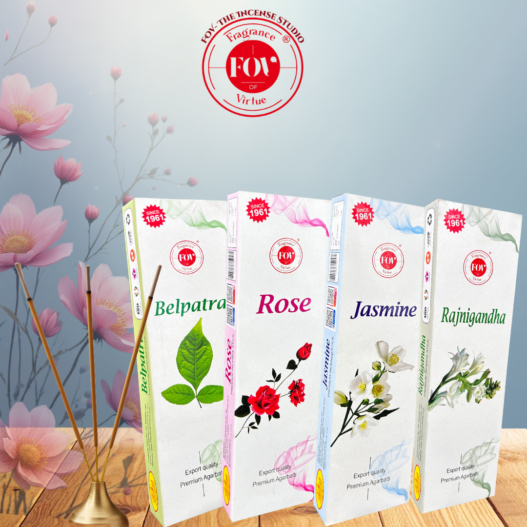 Premium 4 in 1 Incense (Jasmine,Rose,belpara,rajnigandha)